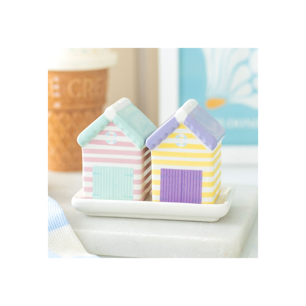 Pastel Beach Hut Salt and Pepper Shakers