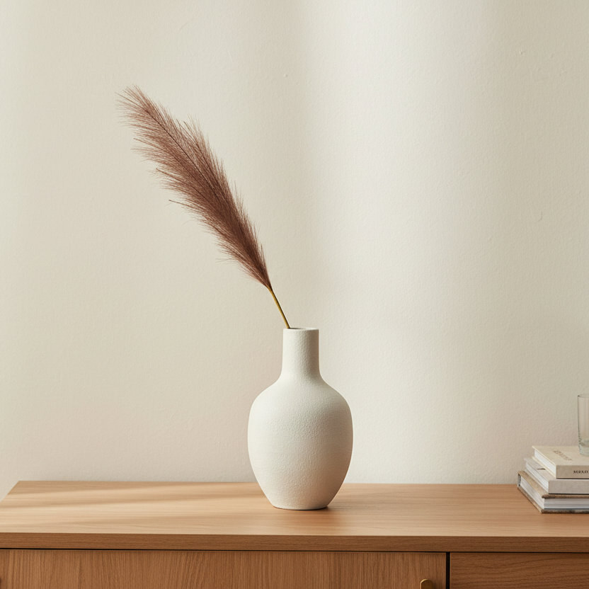 Taupe Faux Pampas Grass Stem for Floral Arrangements