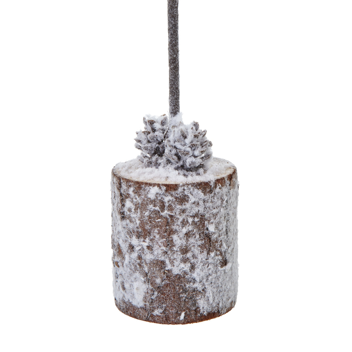 Small Snowy Tree In Wood Log Christmas Decoration