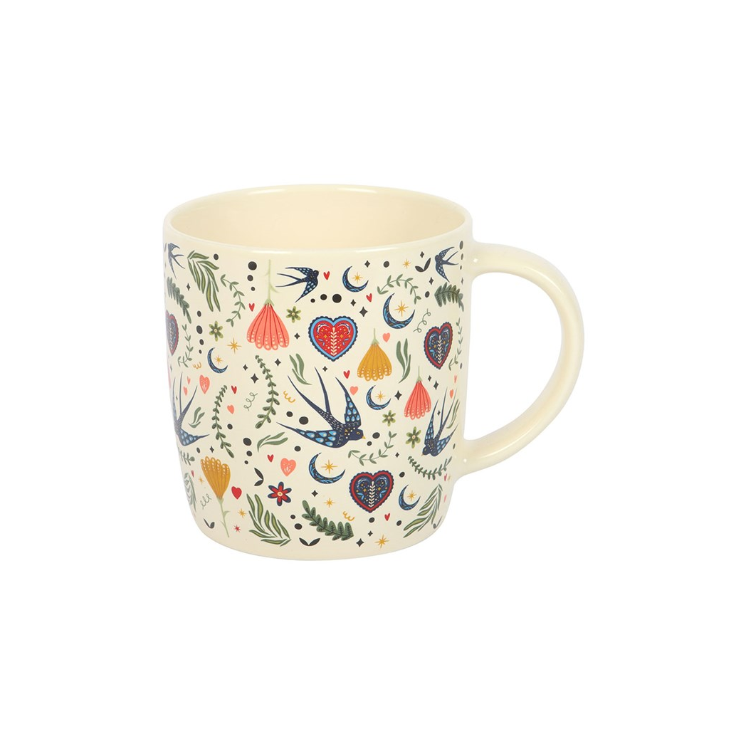 Cream Midnight Bloom Print Mug