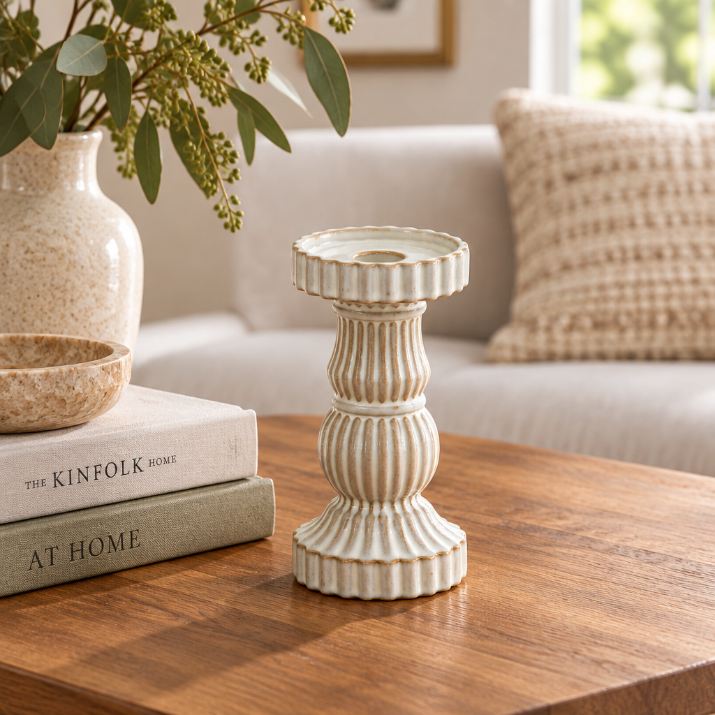Alora Ceramic Pillar Candle Holder