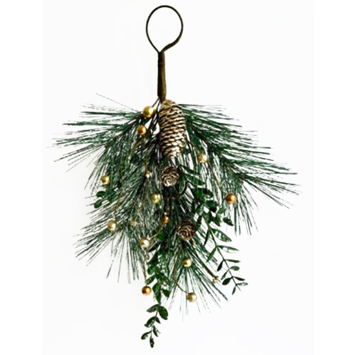 Christmas Soft Gold Teardrop Swag With Pinecones