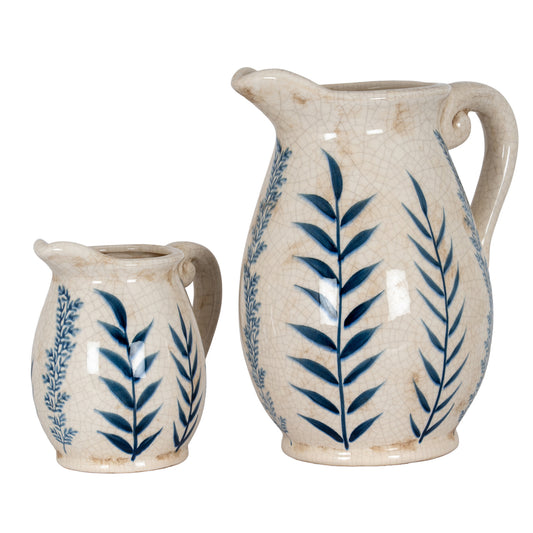 Large Blue Flora Olpe Jug Vase