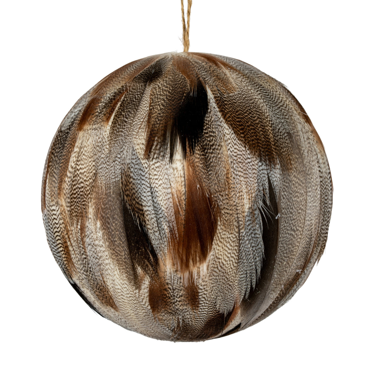 Large Fawn Feathered Bauble Christmas Hanging Decoration