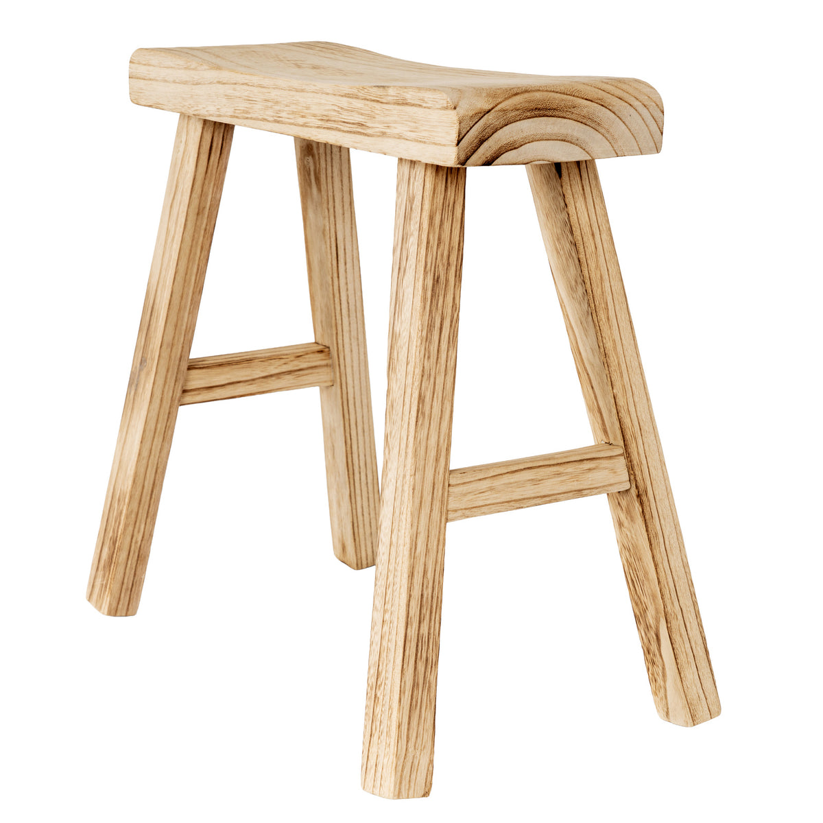 Large Wooden Artisan Stool for Home Interiors
