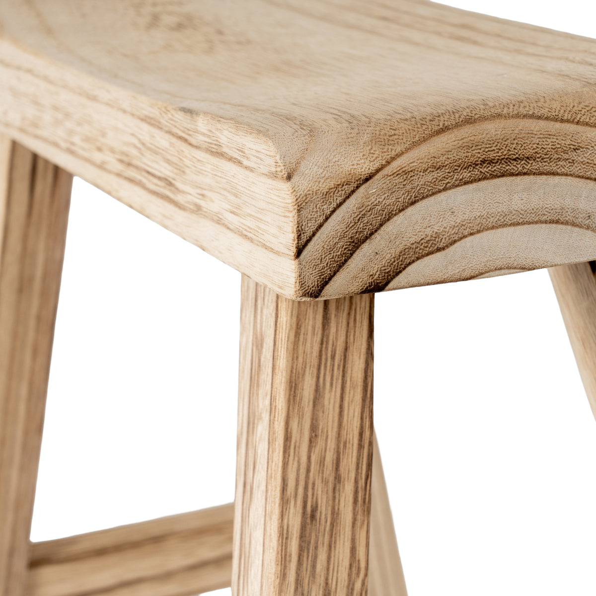 Large Wooden Artisan Stool for Home Interiors