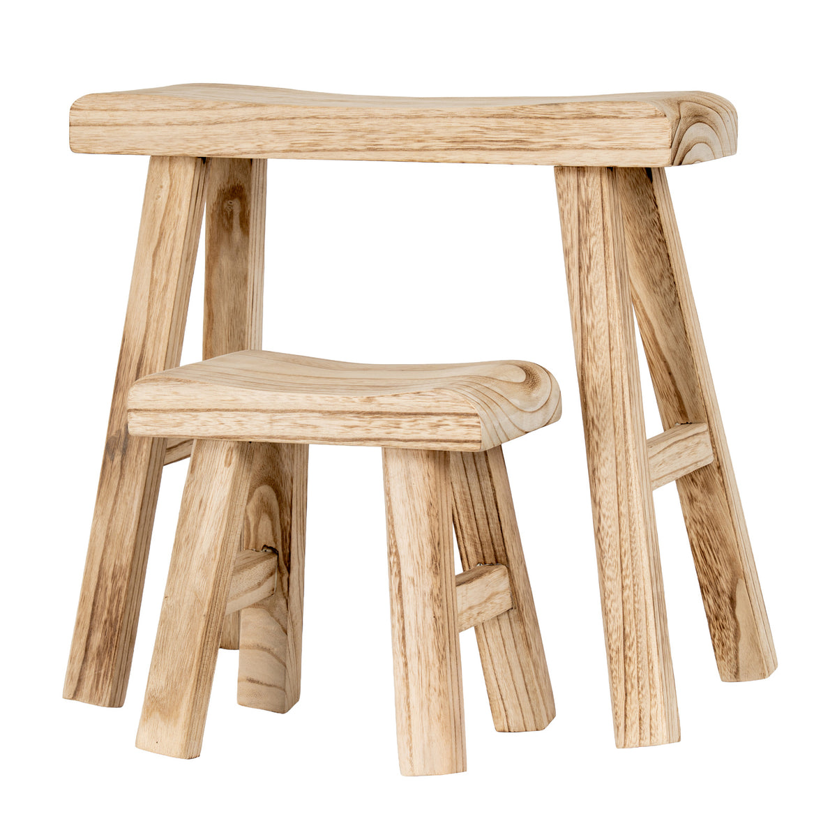 Large Wooden Artisan Stool for Home Interiors