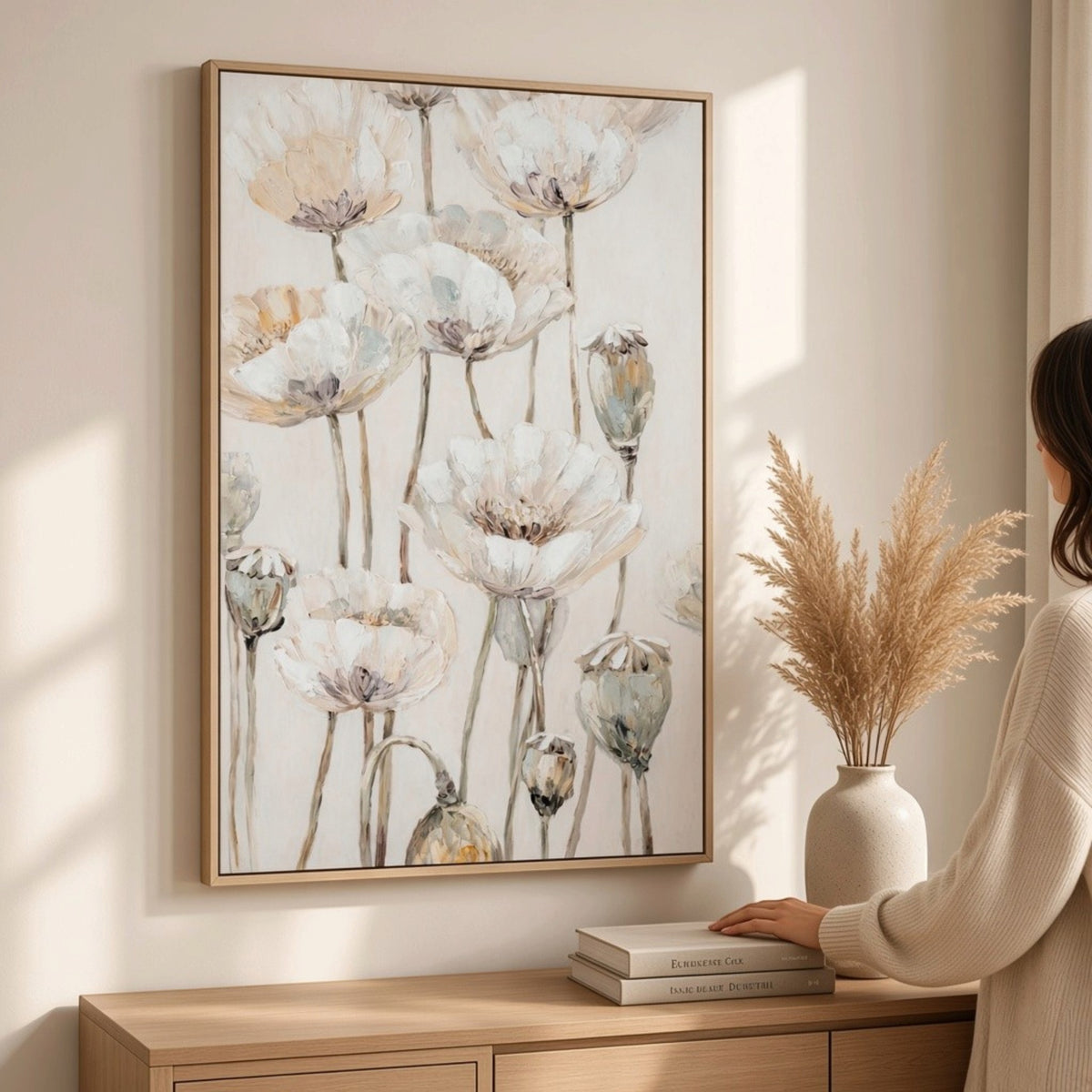 Poppy Meadow Handpainted Canvas in Frame