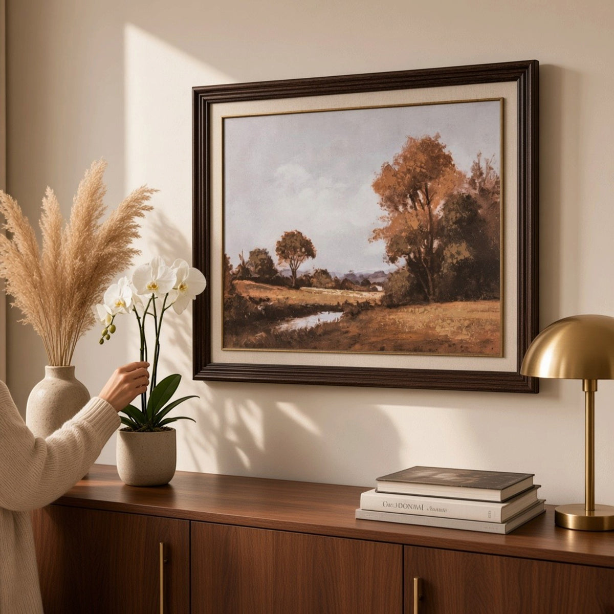 Autumn Landscape Hand Painted Canvas in Classic Frame