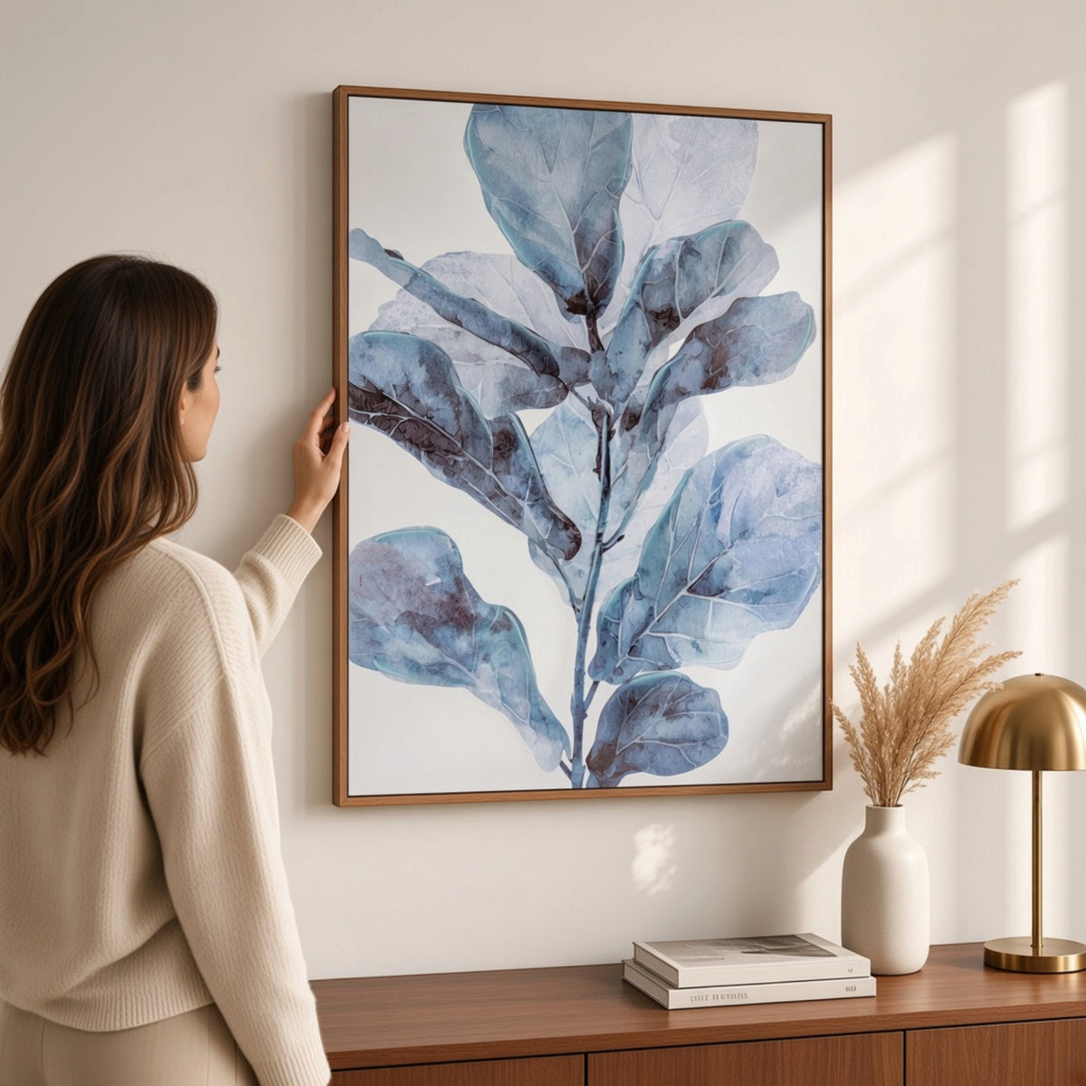 Sevra Eucalyptus Hand Painted Canvas in Frame