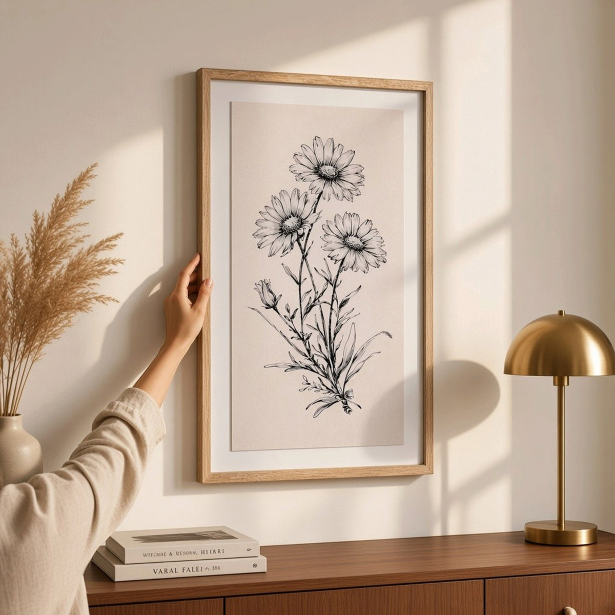 Sketchbook Daisies in Frame Decorative Home Accessory