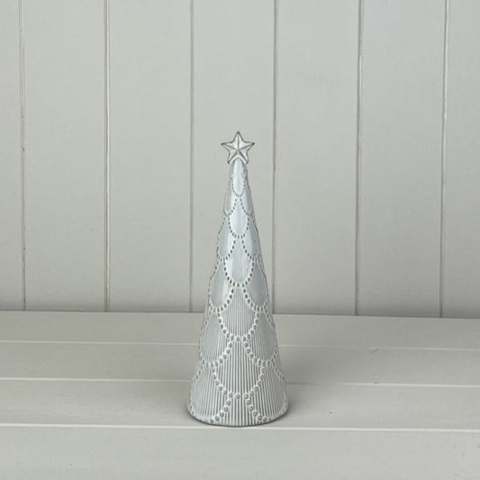 Glazed Ceramic Tree Ornament with Textured Detail