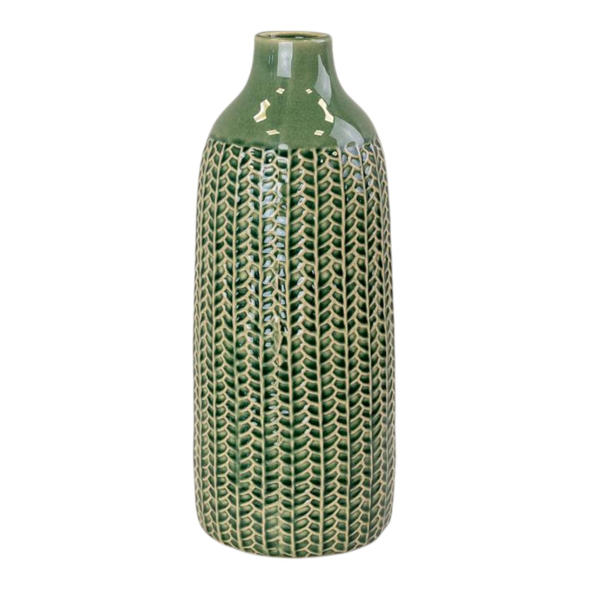 Green Ceramic Vase (37.5cm) BD14.5 x H37.5cm