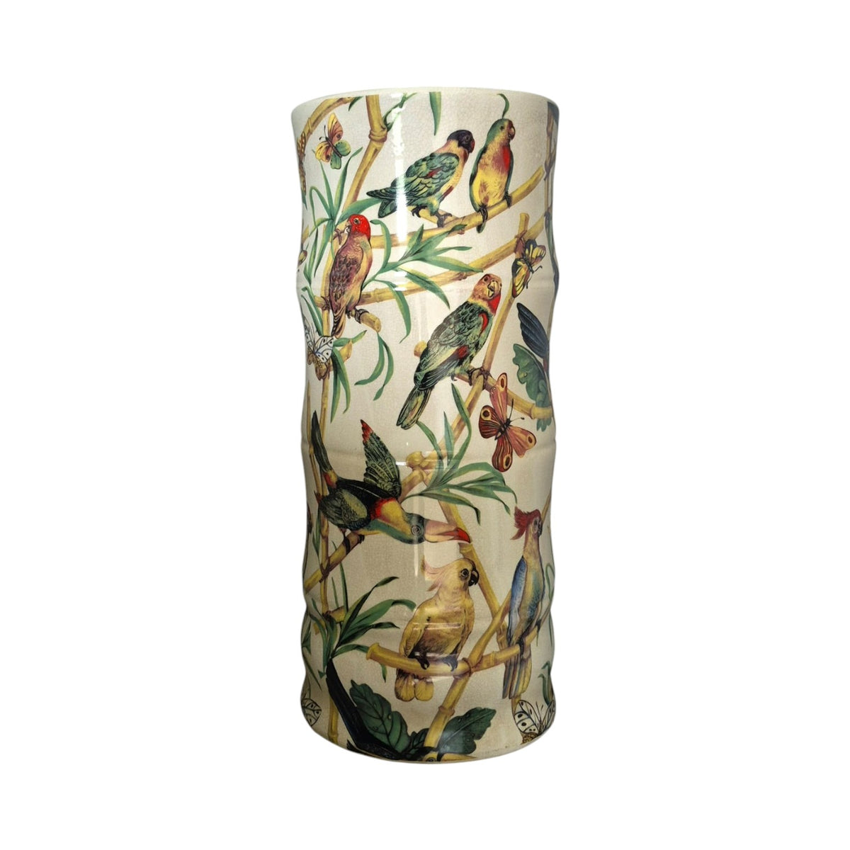 Ceramic Umbrella Stand Bamboo & Tropical Bird Design