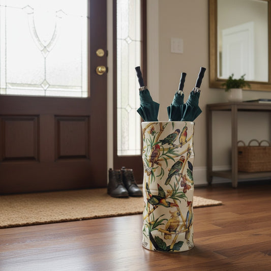 Ceramic Umbrella Stand Bamboo & Tropical Bird Design