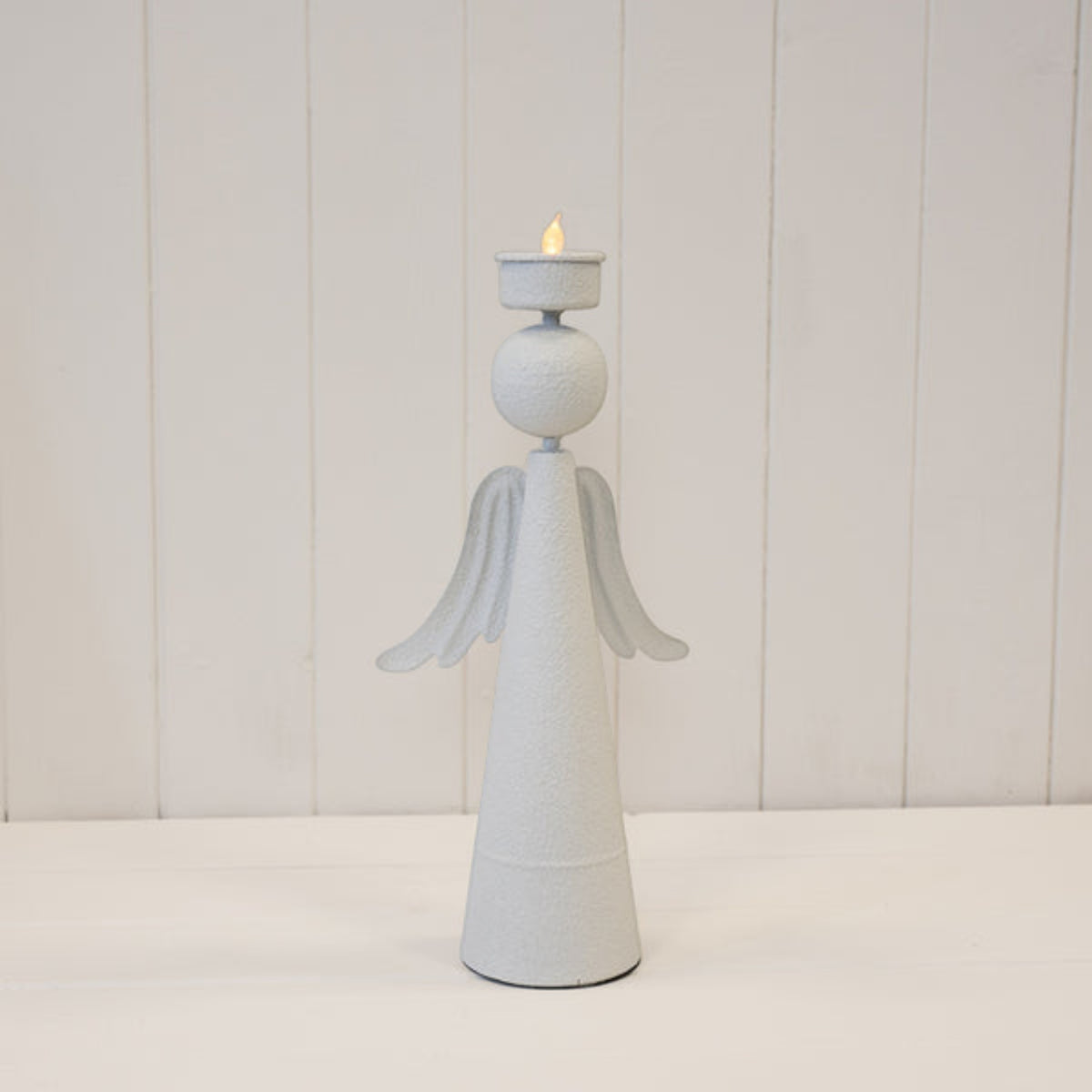 Off White Metal Angel Tealight Holder 32cm