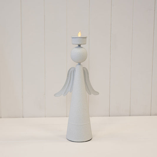 Off White Metal Angel Tealight Holder 32cm