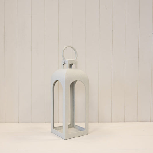 Small Off White Metal Open Face Lantern 41cm