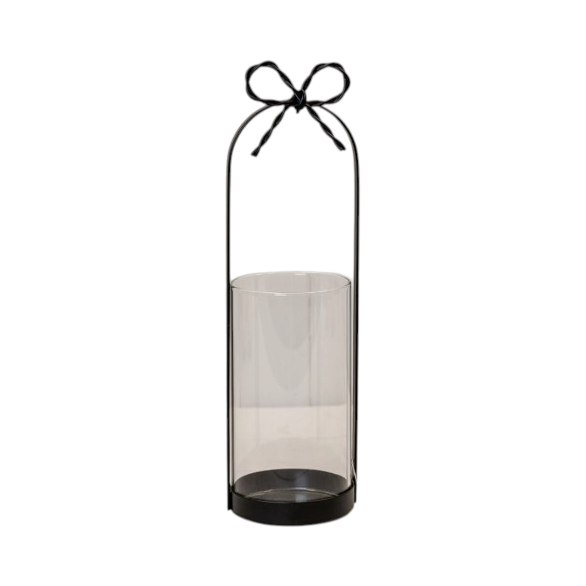 Small Black Metal Candle Holder with Bow