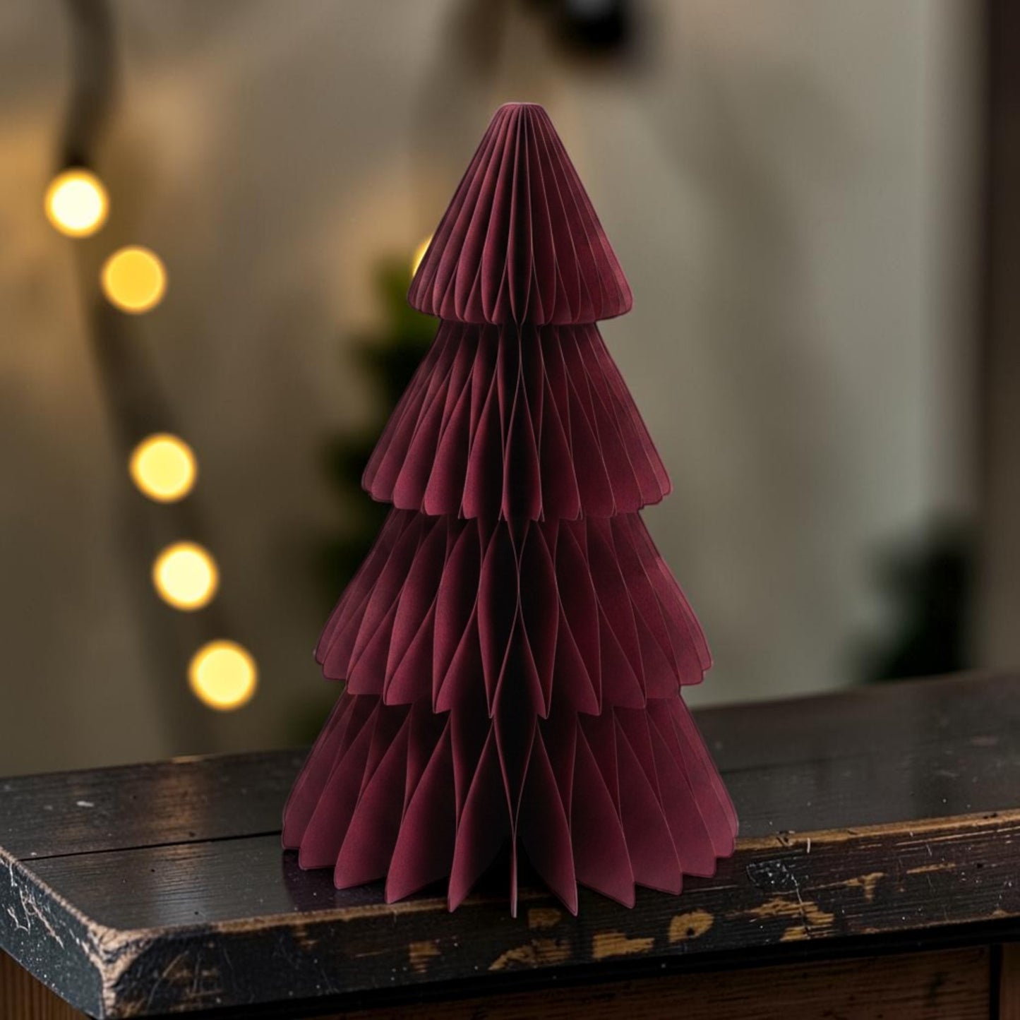 Set of 3 Claret Red Paper Christmas Trees 30cm