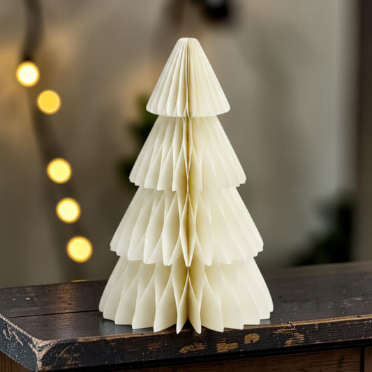 Set of 3 Winter White Paper Christmas Trees 30cm