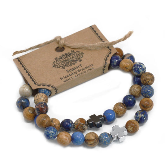 Set of 2 Gemstones Friendship Bracelets