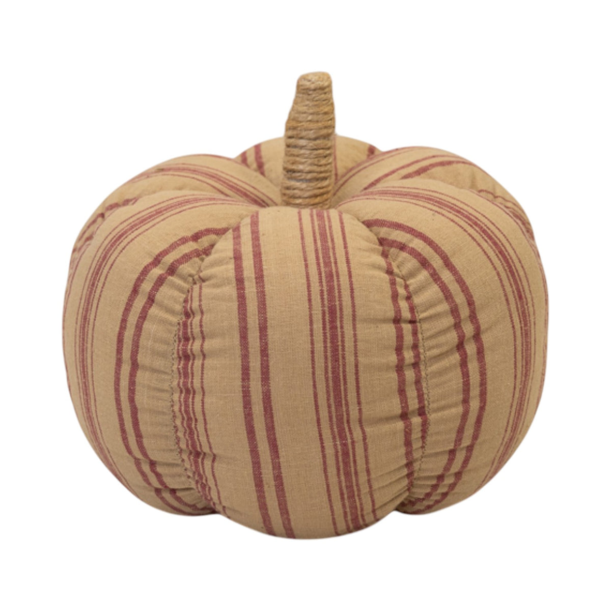 Beige and Deep Rose Striped Fabric Pumpkin