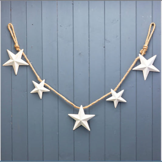 White Metal Star Christmas Garland 128cm