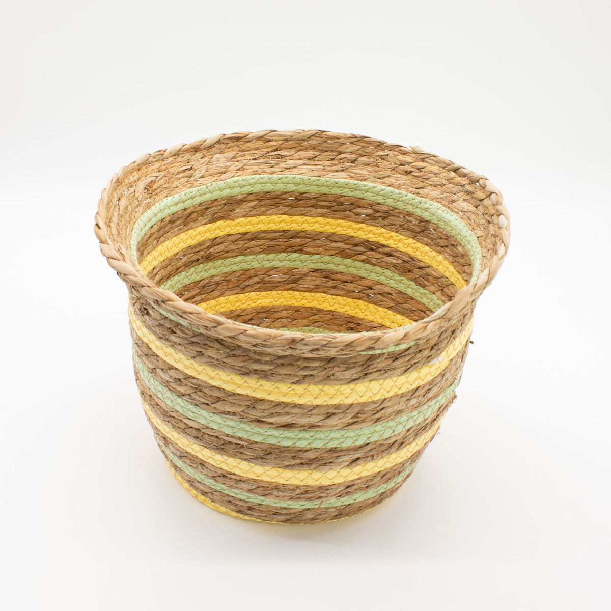 Seagrass & Straw Vase Shaped Baskets - Natural Yellow & Green - Set of 4