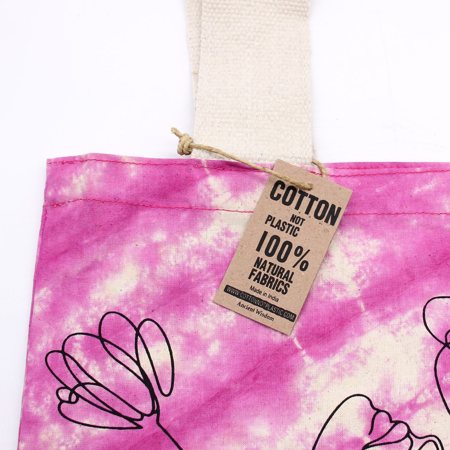 Tye-Dye Cotton Bag (6oz) - 38x42x12cm - Elephants - Multi -Handle