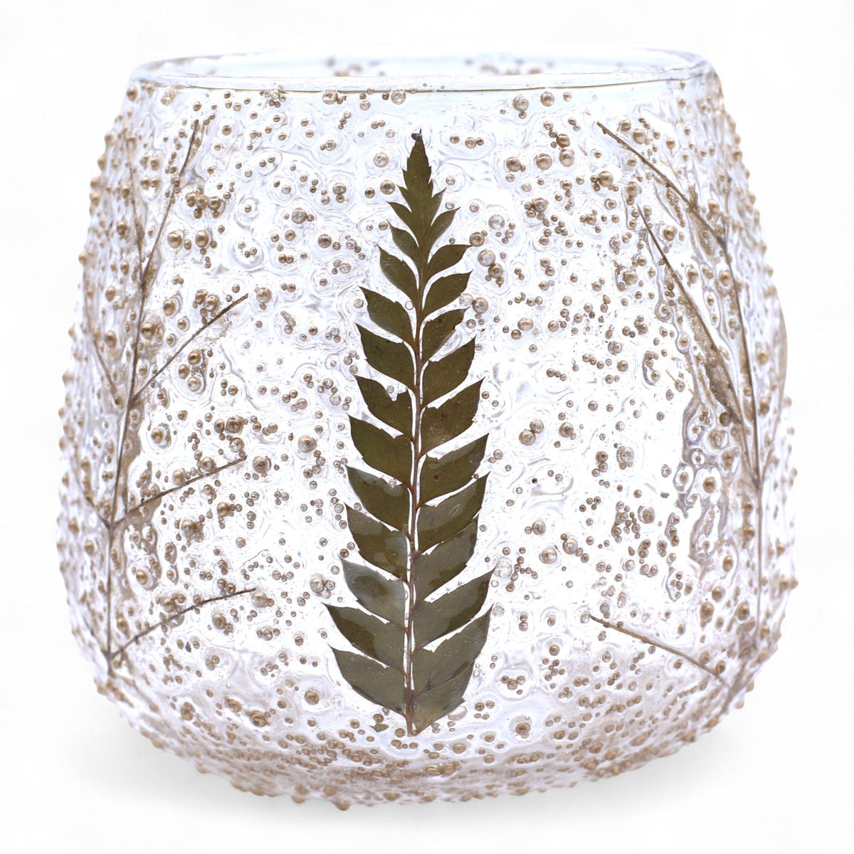 Natural Floral Glass - Straight Candle Holder - Pino - (10x9cm)