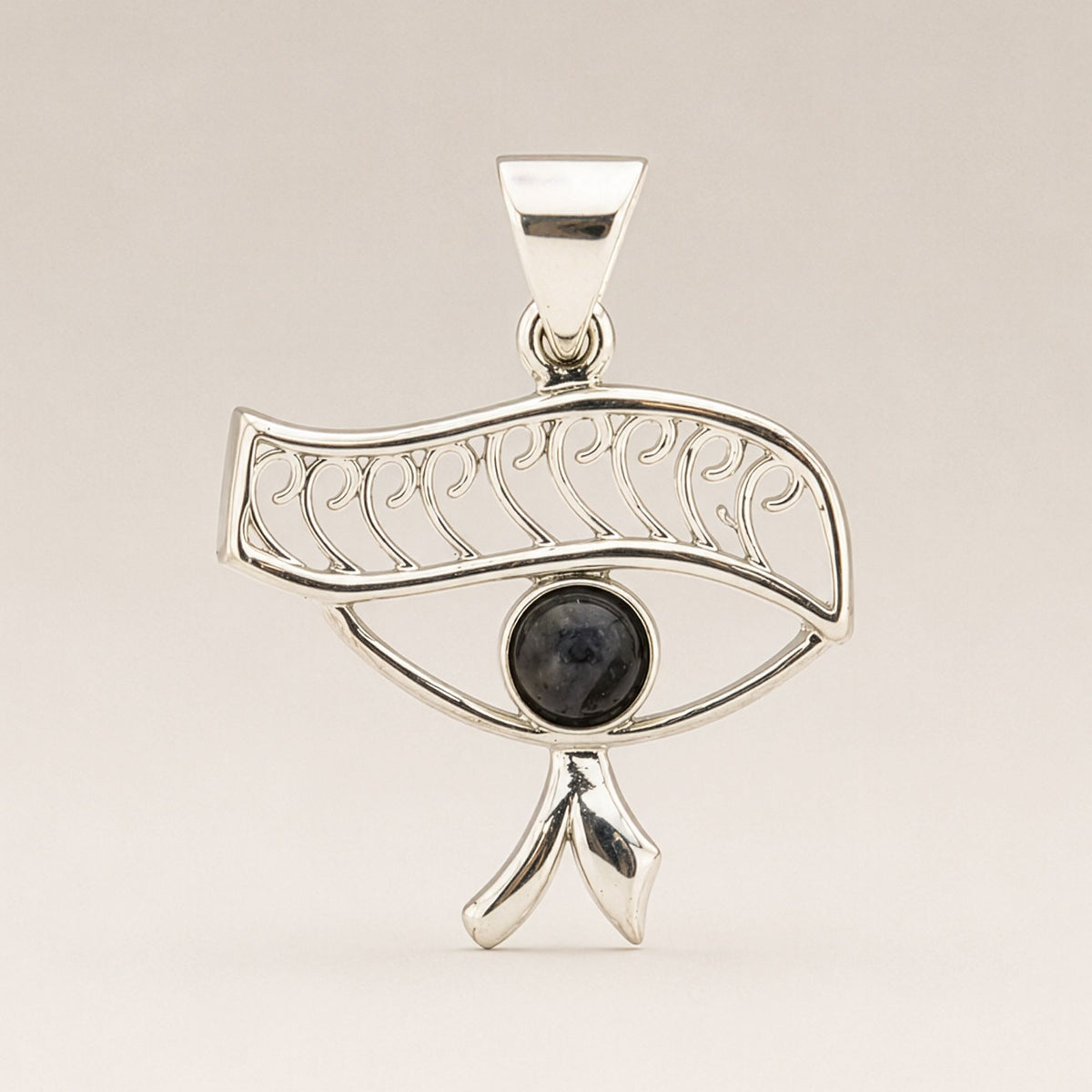 Silver Plated (45cm Cord)- Cleopatra Eye - Iolite