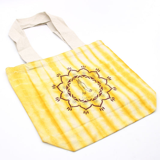 Tye-Dye Cotton Bag (6oz) - 38x42x12cm - Namaste Hands - Yellow -Handle