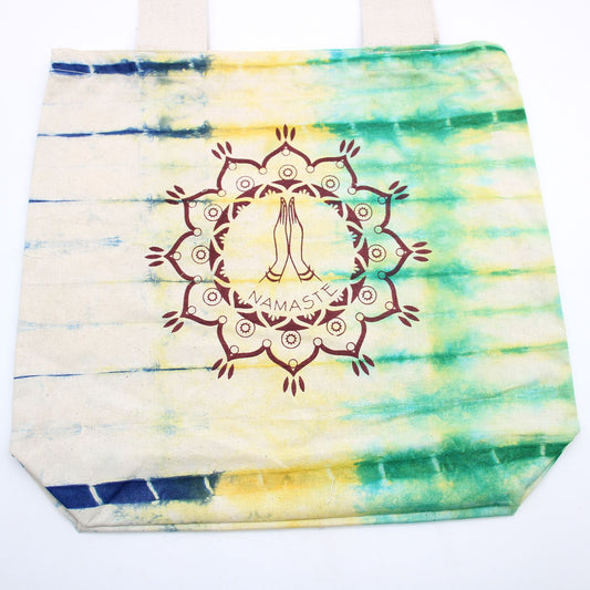 Tye-Dye Cotton Bag (6oz) - 38x42x12cm - Namaste Hands - Multi -Handle