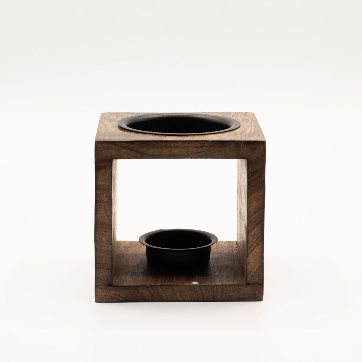 Square Mango Wood Oil Burner - Yin Yang