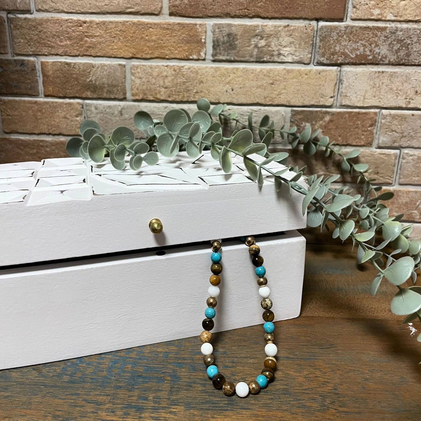 Vintage Deco - Multi Purpose Box - 22x12x10cm - White Diamonds