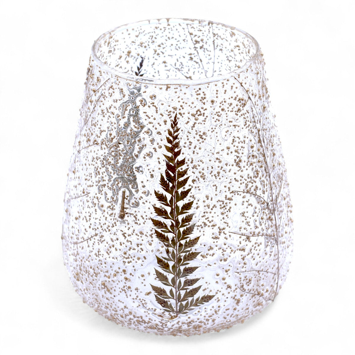 Natural Floral Glass - Large Bowl Candle Holder - Pino - (15X12cm)