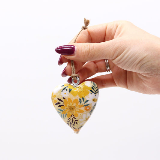 Decor Wood Heart - Yellow Floral