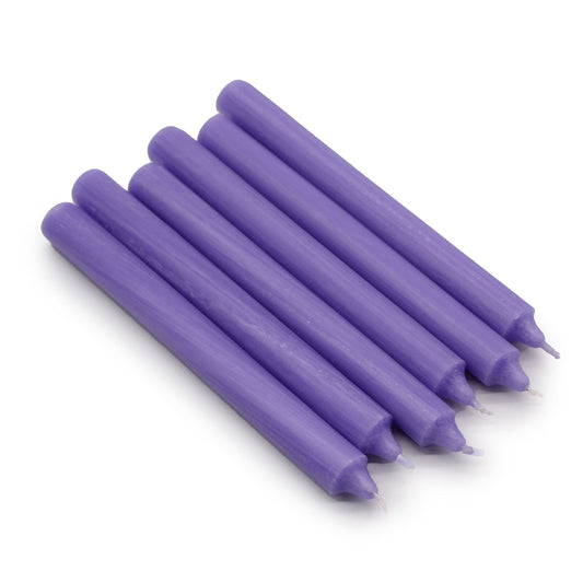 Solid Colour Dinner Candles - Rustic Lilac - Pack of 6