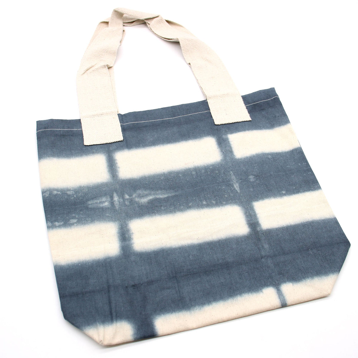 Natural Tye-Dye Cotton Bag (8oz) - 38x42x12cm - Grey Blocks -Handle