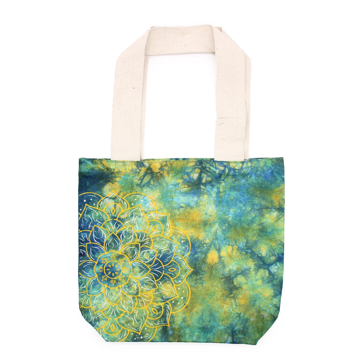 Tye-Dye Cotton Bag (6oz) - 38x42x12cm - Mandela - Green/Blue -Handle
