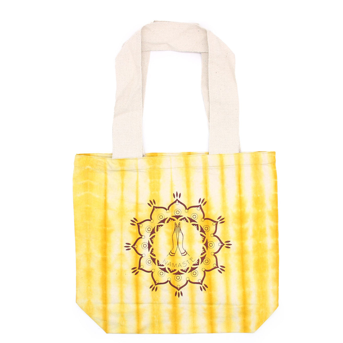 Tye-Dye Cotton Bag (6oz) - 38x42x12cm - Namaste Hands - Yellow -Handle