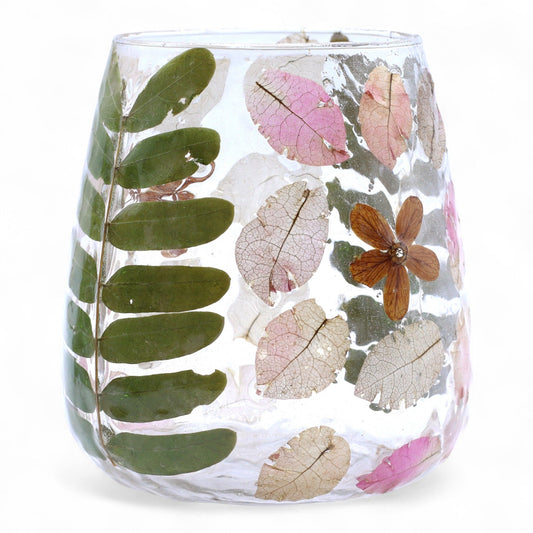Natural Floral Glass - Vase Candle Holder - Primavera - (12x11cm)