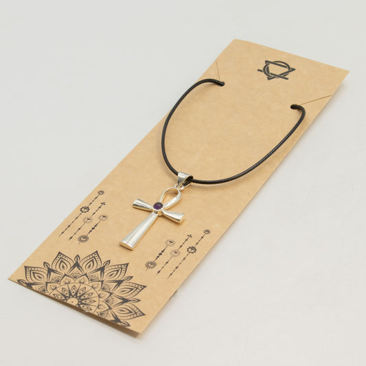 Silver Plated (45cm Cord)- Ankh Symbol of Eternal Life