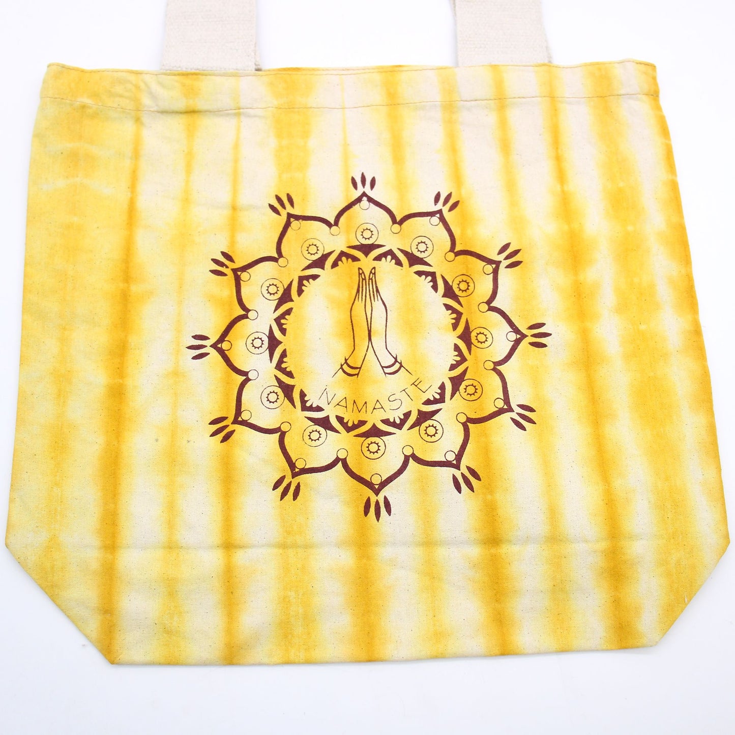Tye-Dye Cotton Bag (6oz) - 38x42x12cm - Namaste Hands - Yellow -Handle
