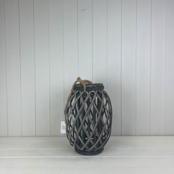 Grey Wicker Lantern 33 cm