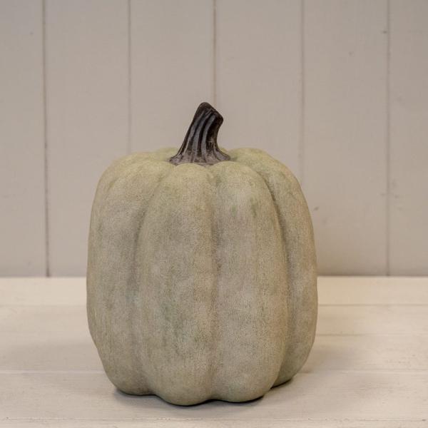 Large Dusty Green Ceramic Pumpkin Ornament