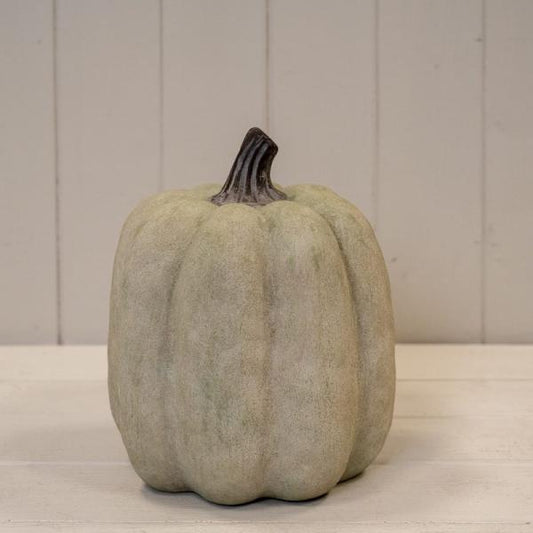 Large Dusty Green Ceramic Pumpkin Ornament