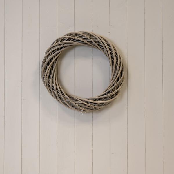 Grey Round Thick Willow Wreath 40cm