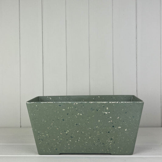 Earthy Sage Bamboo Terrazzo Windowsill Planter 29.5cm 13cm H14cm Weight-1540g